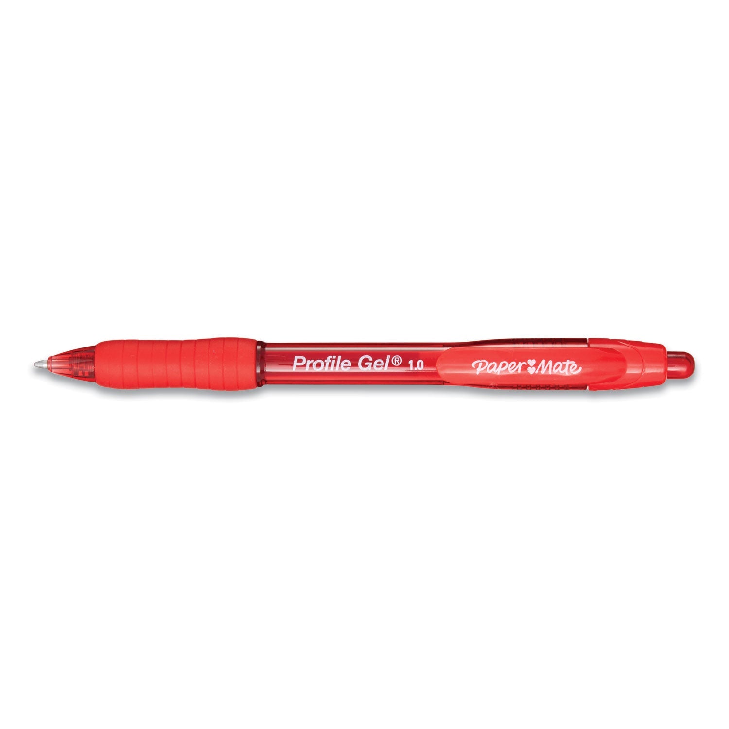 Paper Mate Profile Gel Pen, Retractable, Bold 1 mm, Red Ink, Translucent Red Barrel, Dozen