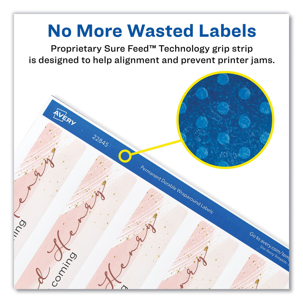 Avery Water-Resistant Wraparound Labels w/ Sure Feed, 9.75 x 1.25, White, 40/Pack