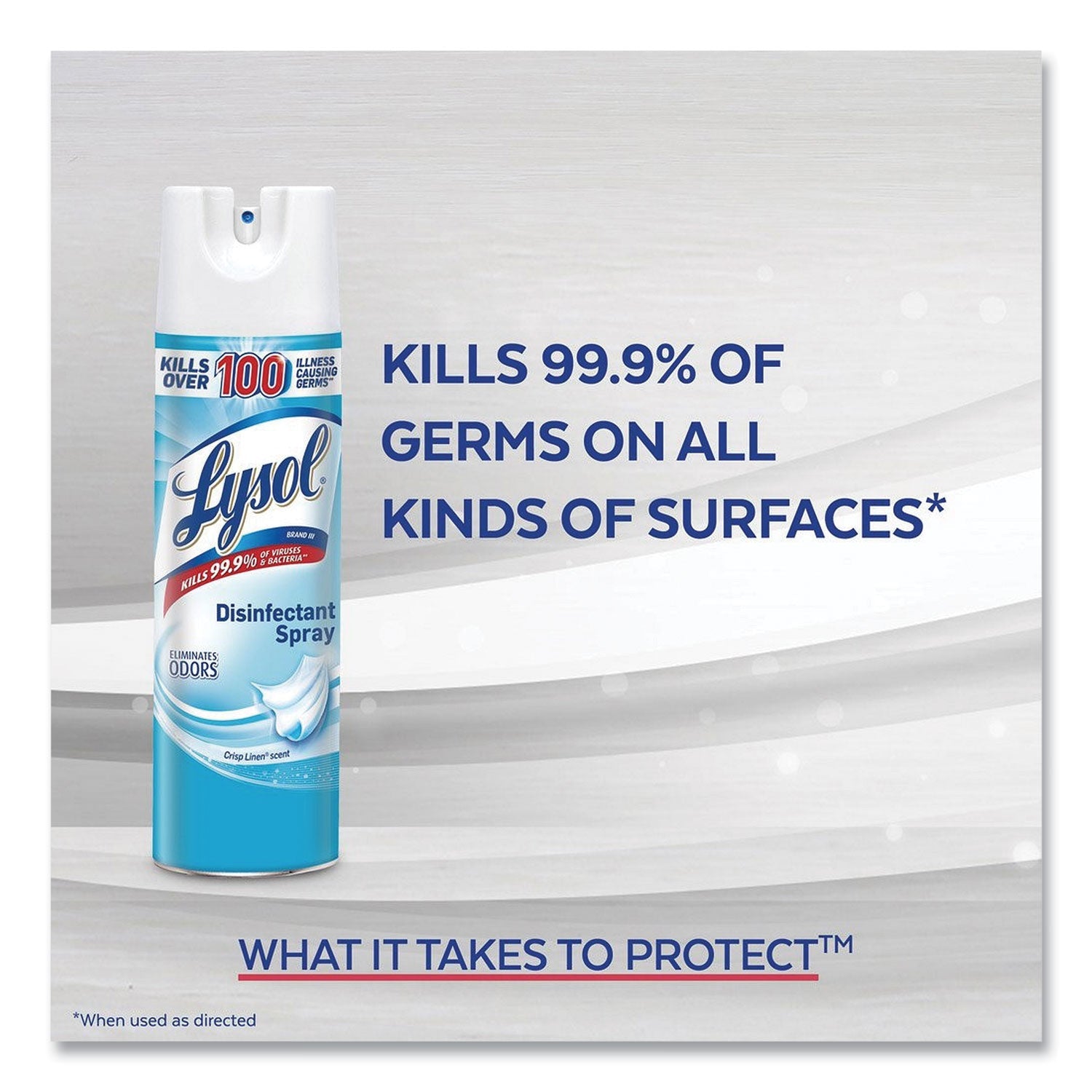 LYSOL Disinfectant Spray, Crisp Linen, 19 oz Aerosol Spray, 2/Pack, 4 Packs/Carton