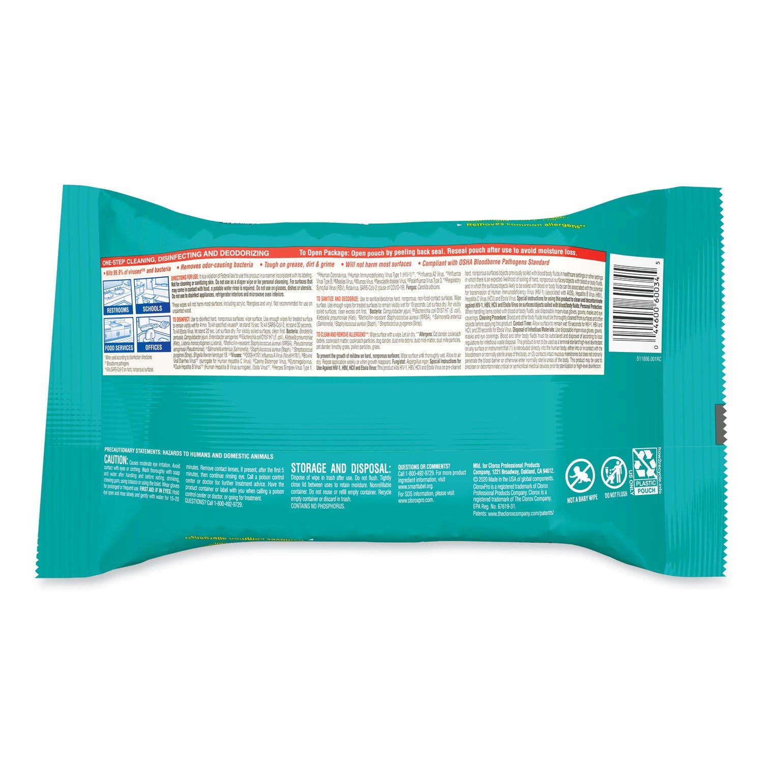 Clorox Disinfecting Wipes, On The Go Pack, 7.25 x 7, Fresh Scent, 70/Pack, 9 Packs/Carton