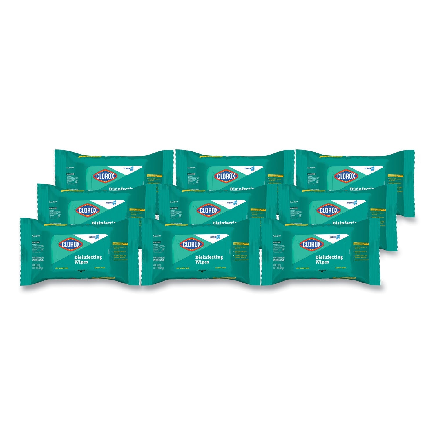 Clorox Disinfecting Wipes, On The Go Pack, 7.25 x 7, Fresh Scent, 70/Pack, 9 Packs/Carton