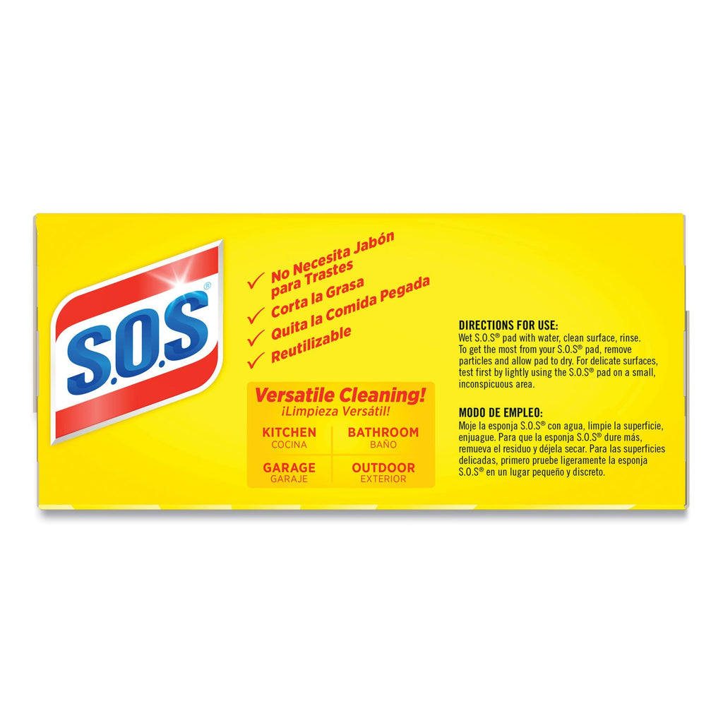 S.O.S. Steel Wool Soap Pad, Steel, 4/Box, 24 Boxes/Carton
