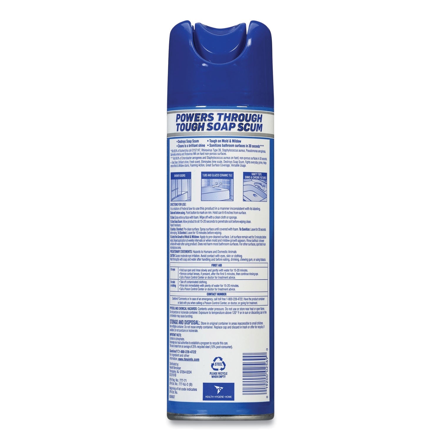 LYSOL Power Foam Bathroom Cleaner, 24 oz Aerosol Spray, 12/Carton