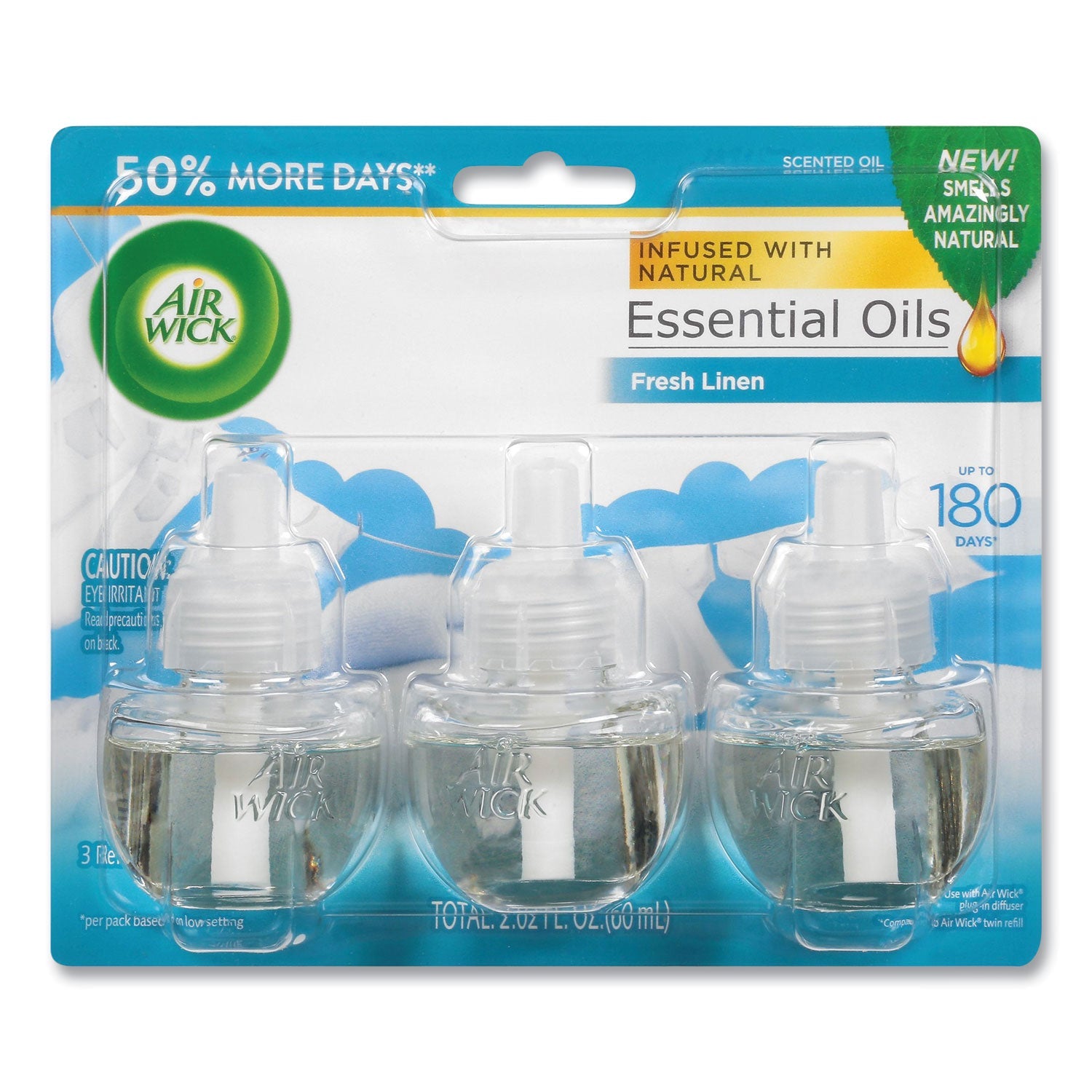 Air Wick Scented Oil Refill, Warming - Fresh Linen, 0.67 oz, 3/Pack, 6 Packs/Carton