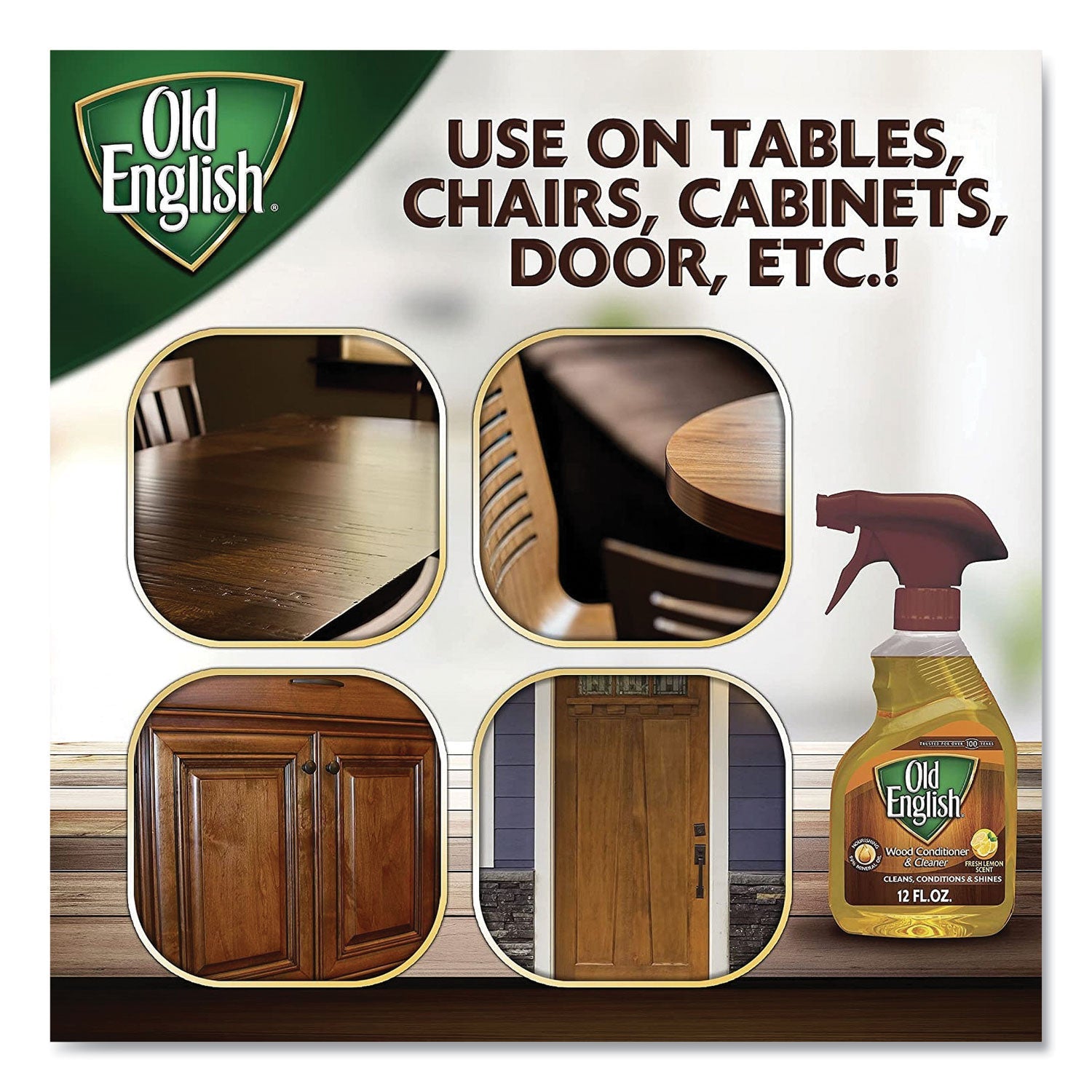 OLD ENGLISH Lemon Oil, Furniture Polish, 12oz, Spray Bottle, 6/Carton