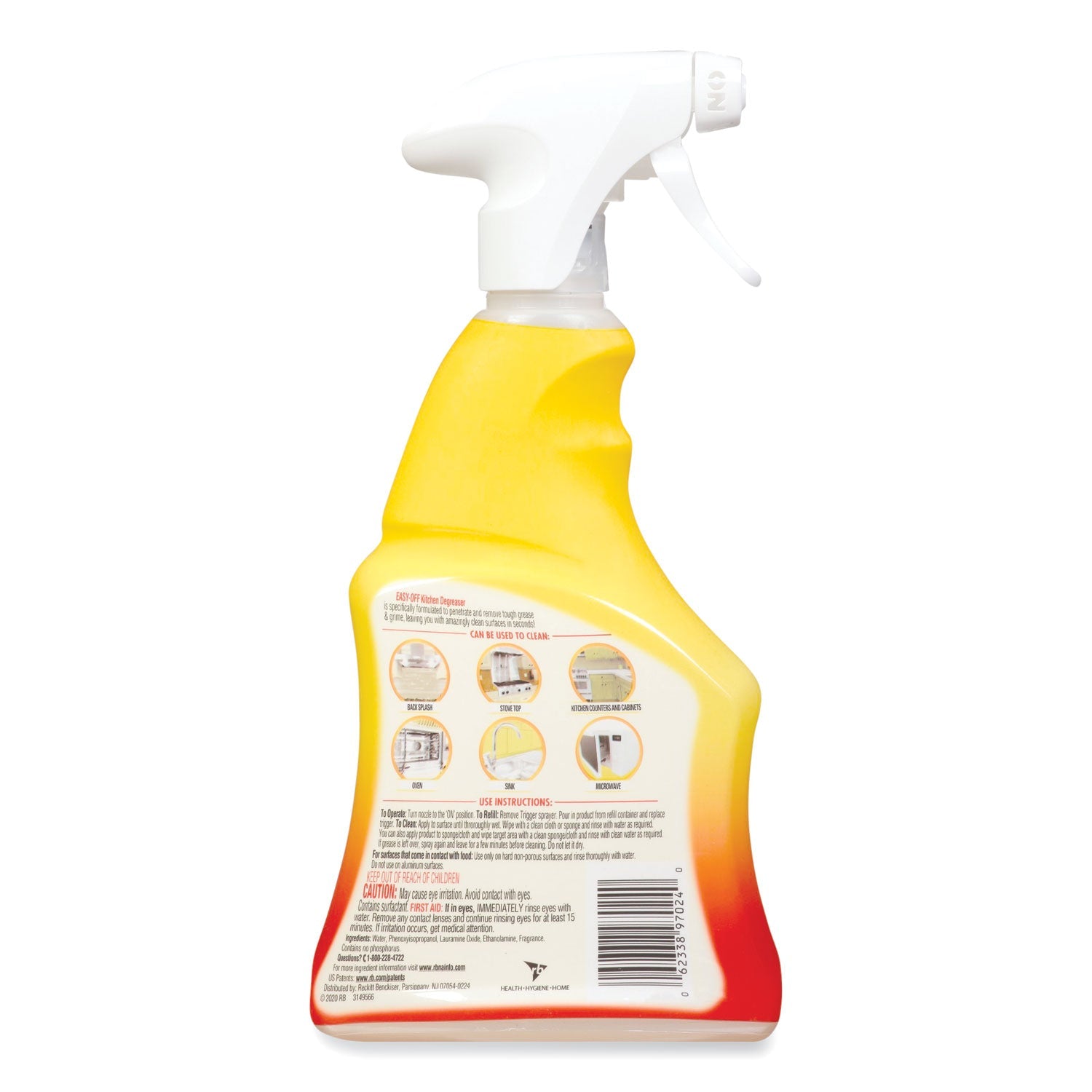 EASY-OFF Kitchen Degreaser, Lemon Scent, 16 oz Spray Bottle, 6/Carton