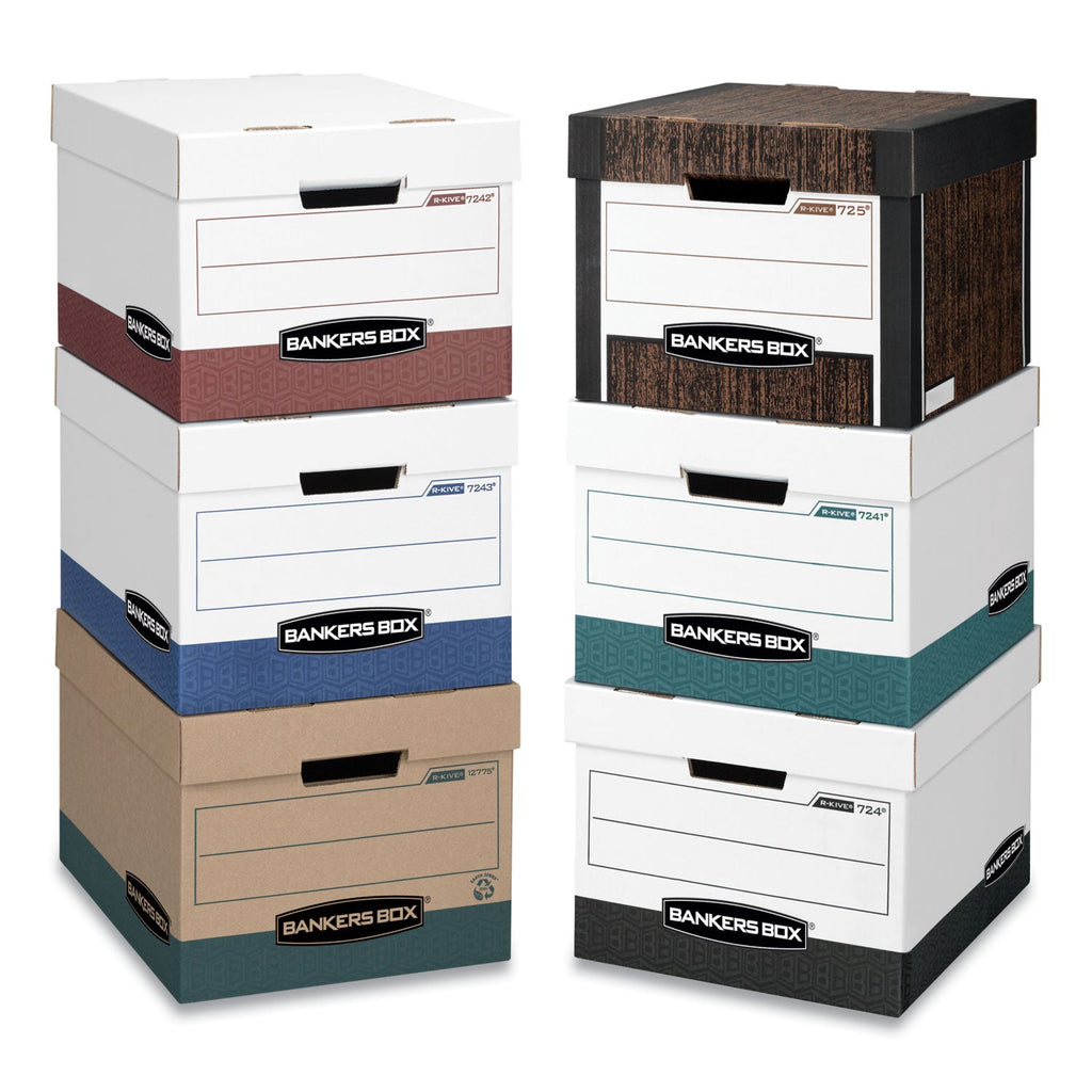 Bankers Box R-KIVE Heavy-Duty Storage Boxes, Letter/Legal Files, 12.75" x 16.5" x 10.38", Woodgrain, 4/Carton