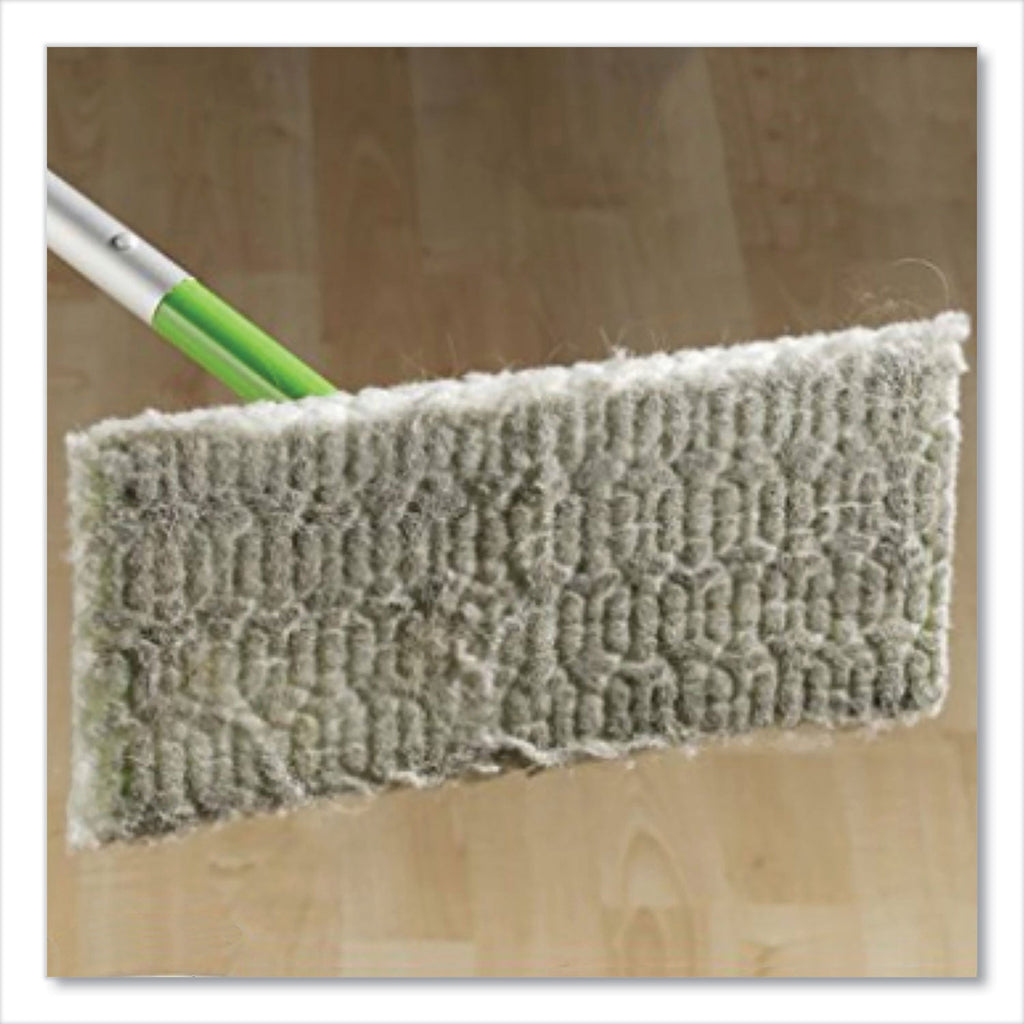 Swiffer Sweeper Mop, 10 x 4.8 White Cloth Head, 46" Green/Silver Aluminum/Plastic Handle