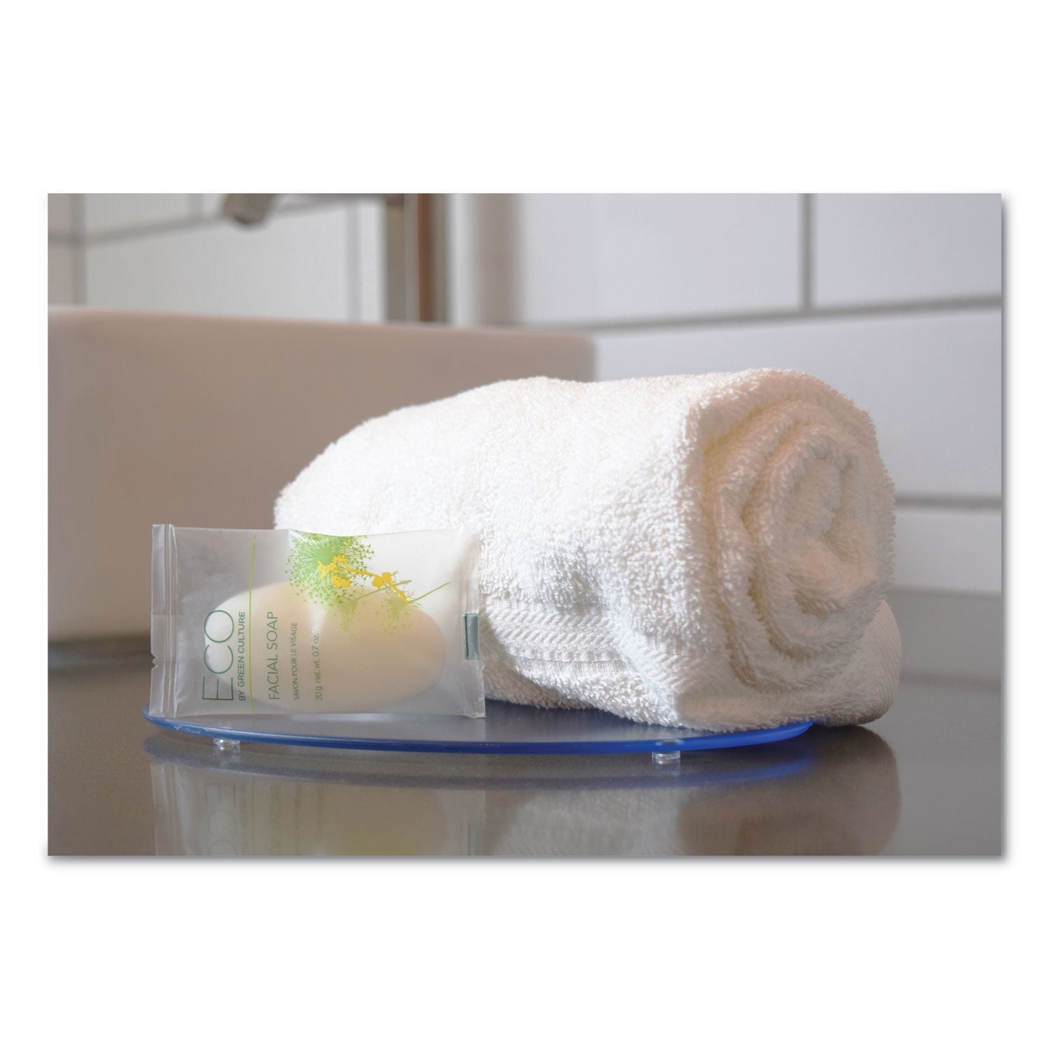 Eco By Green Culture Facial Soap Bar, Clean Scent, 0.71 oz Pack, 500/Carton