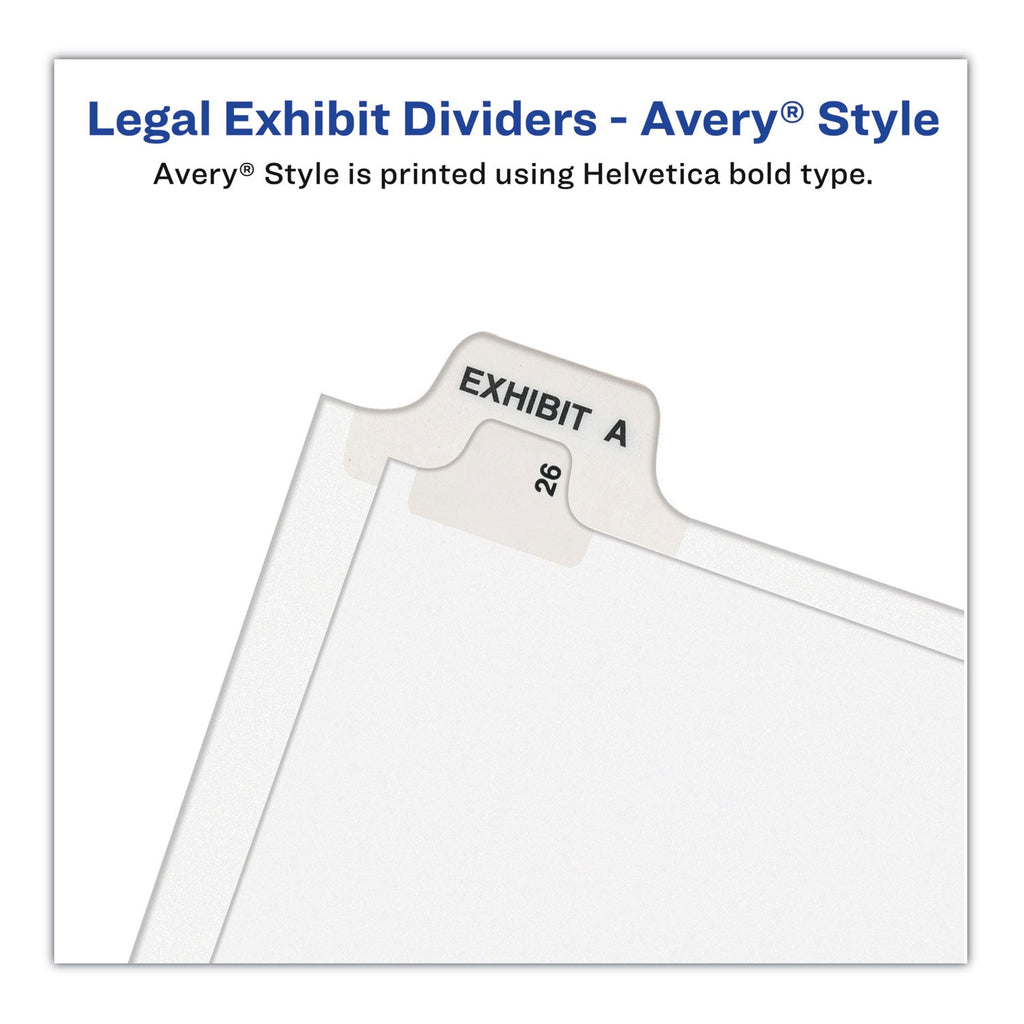 Avery Preprinted Legal Exhibit Side Tab Index Dividers, Avery Style, 10-Tab, 72, 11 x 8.5, White, 25/Pack, (1072)