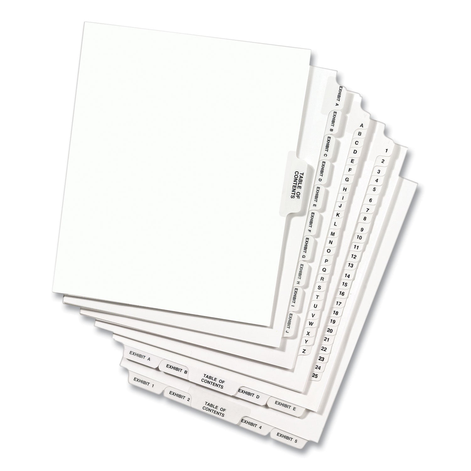 Avery Preprinted Legal Exhibit Side Tab Index Dividers, Avery Style, 25-Tab, 326 to 350, 11 x 8.5, White, 1 Set, (1343)