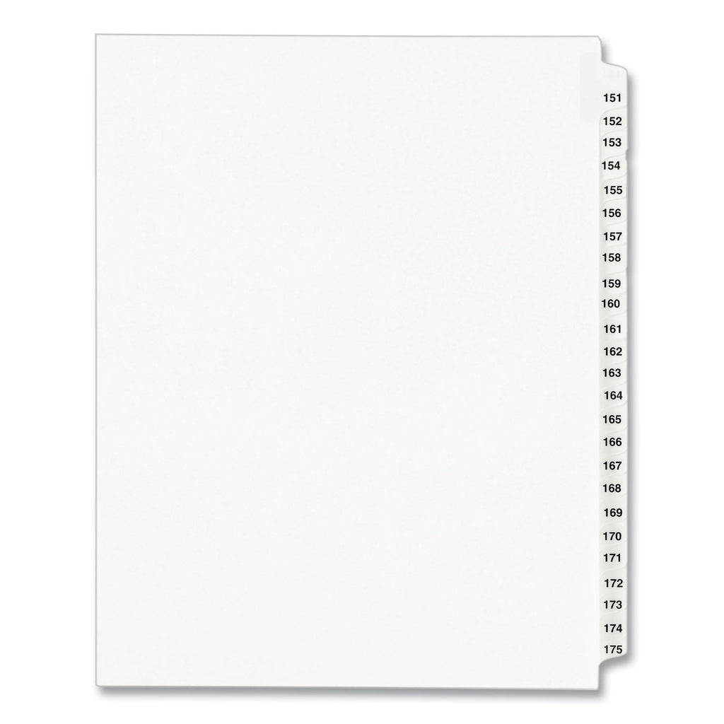 Avery Preprinted Legal Exhibit Side Tab Index Dividers, Avery Style, 25-Tab, 151 to 175, 11 x 8.5, White, 1 Set, (1336)