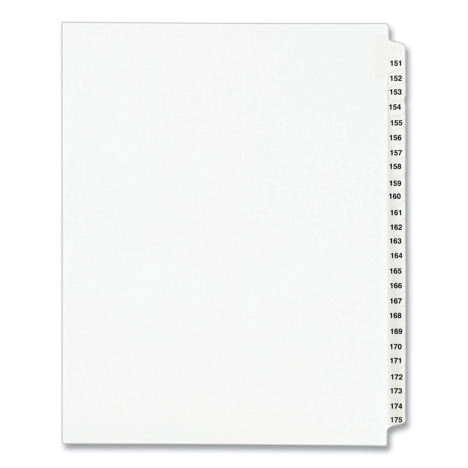 Avery Preprinted Legal Exhibit Side Tab Index Dividers, Avery Style, 25-Tab, 151 to 175, 11 x 8.5, White, 1 Set, (1336)