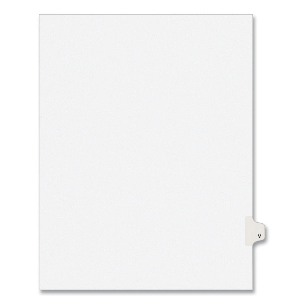 Avery Preprinted Legal Exhibit Side Tab Index Dividers, Avery Style, 26-Tab, V, 11 x 8.5, White, 25/Pack, (1422)