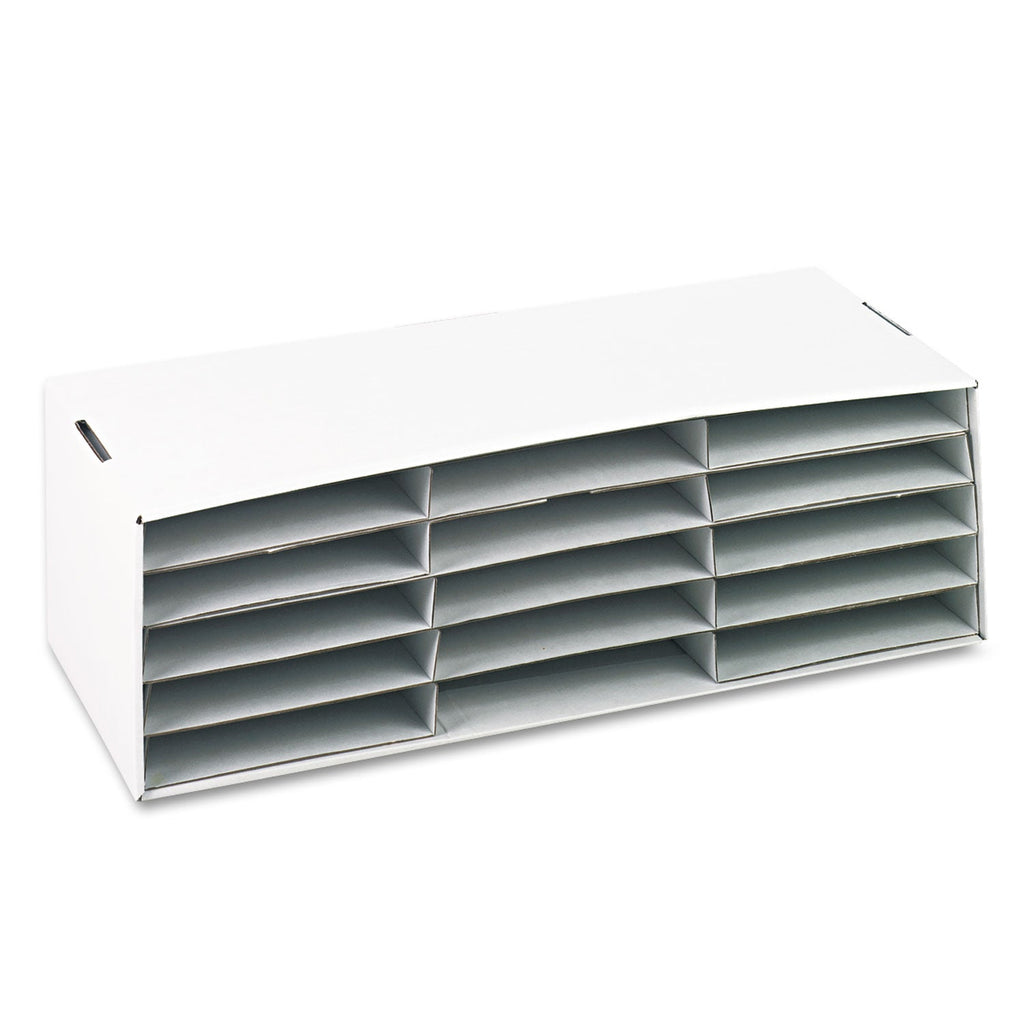 Pacon Classroom Keepers Letter-Size Construction Paper Sorter/Storage Box, 15 Compartments, 29.25 x 12.88 x 9.38, White
