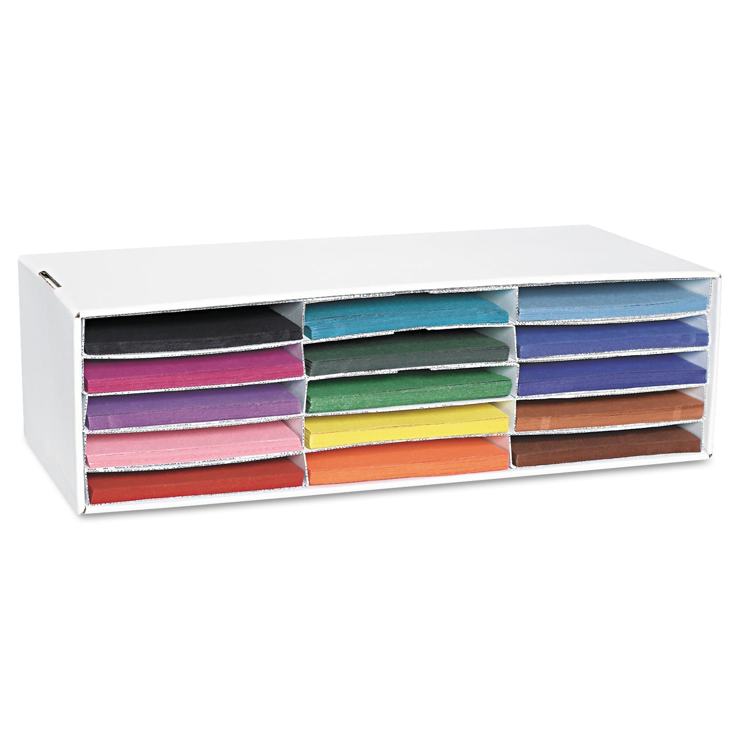 Pacon Classroom Keepers Letter-Size Construction Paper Sorter/Storage Box, 15 Compartments, 29.25 x 12.88 x 9.38, White