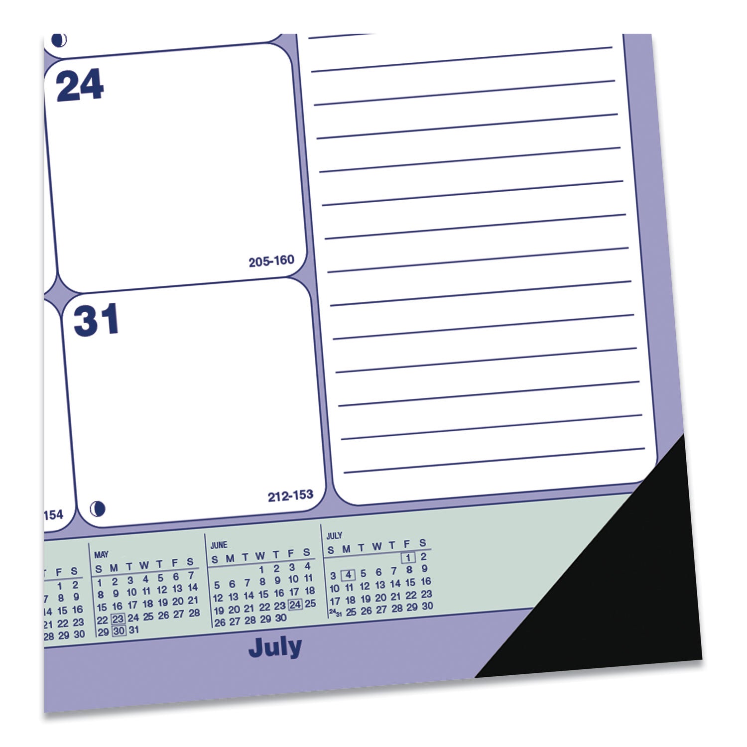 Blueline Academic Monthly Desk Pad Calendar, 21.25 x 16, White/Blue/Green, Black Binding/Corners, 13-Month (July-July): 2022-2023