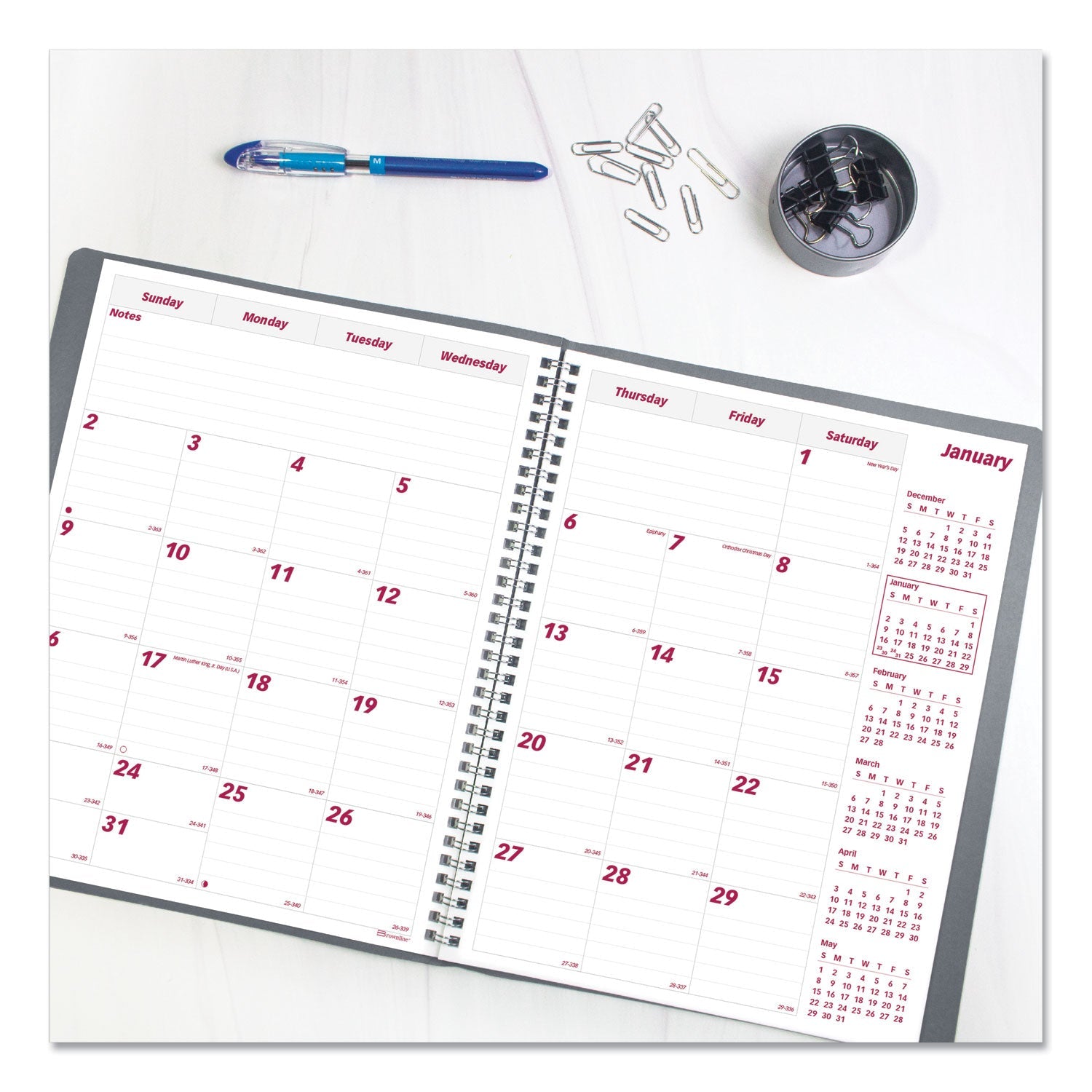 Brownline Mountains 14-Month Planner, Mountains Photography, 11 x 8.5, Blue/Green Cover, 14-Month (Dec to Jan): 2022 to 2024