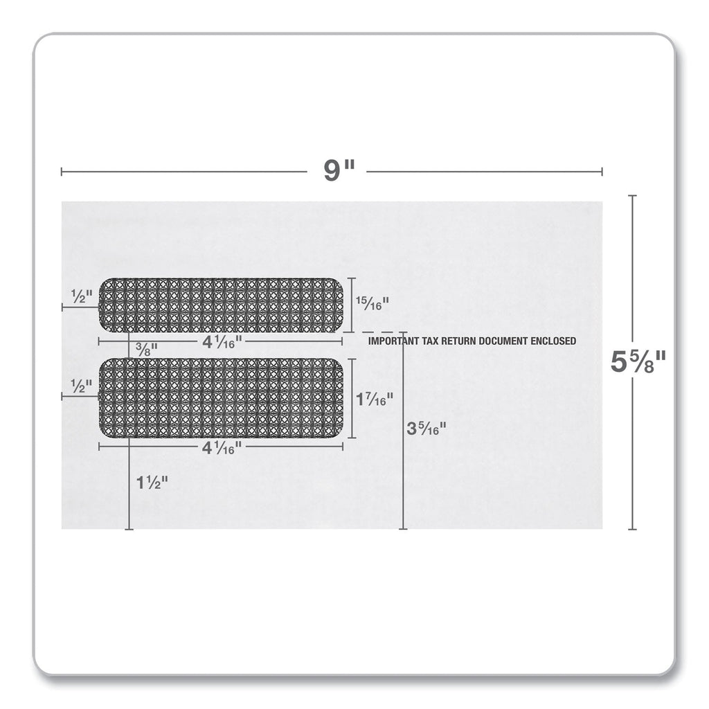TOPS W-2 Laser Double Window Envelope, Commercial Flap, Gummed Closure, 5.63 x 9, White, 50/Pack