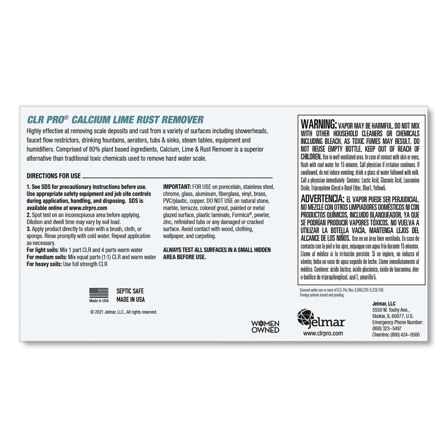 CLR PRO Calcium, Lime and Rust Remover, 1 gal Bottle, 4/Carton