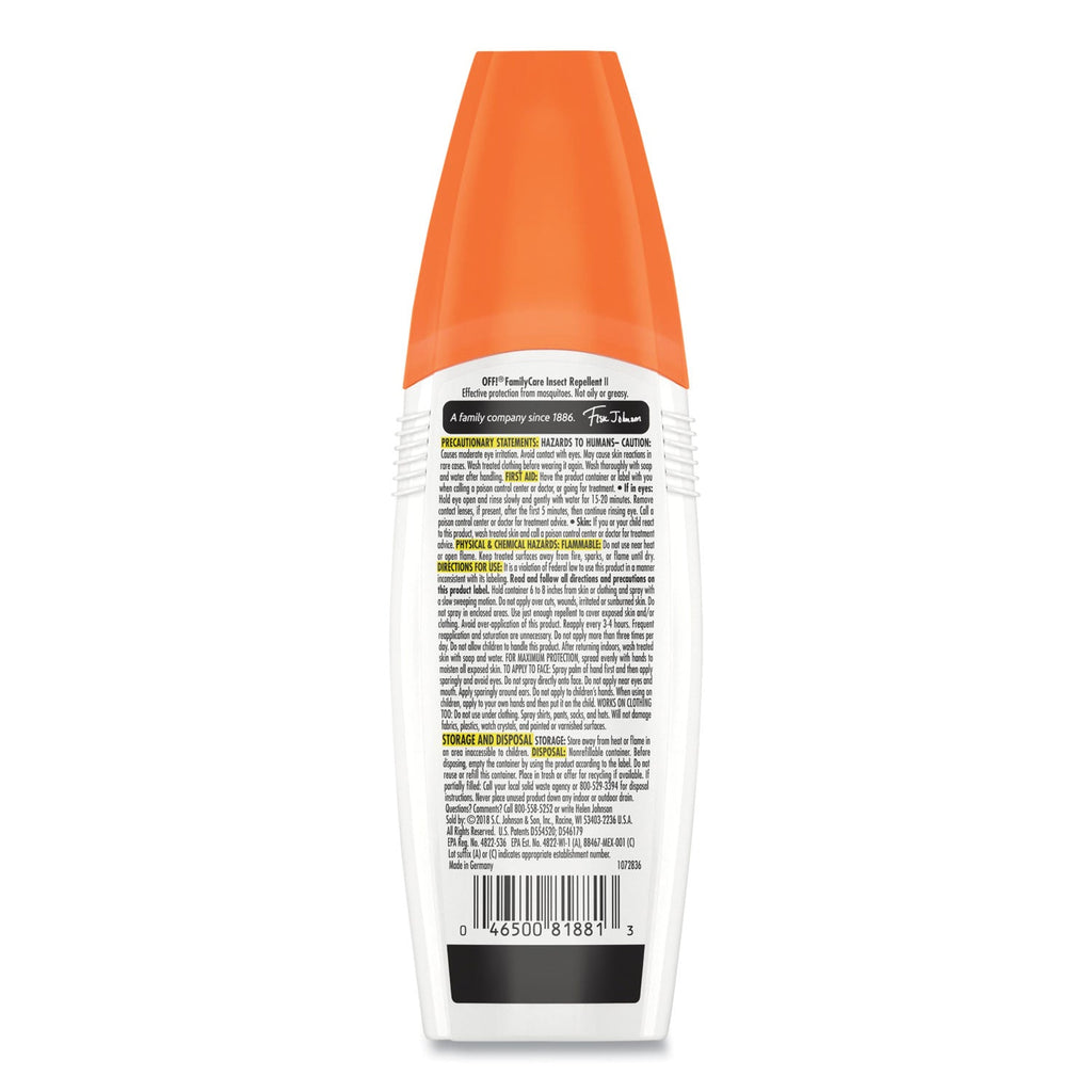 OFF! FamilyCare Clean Feel Spray Insect Repellent, 6 oz Spray Bottle, 12/Carton
