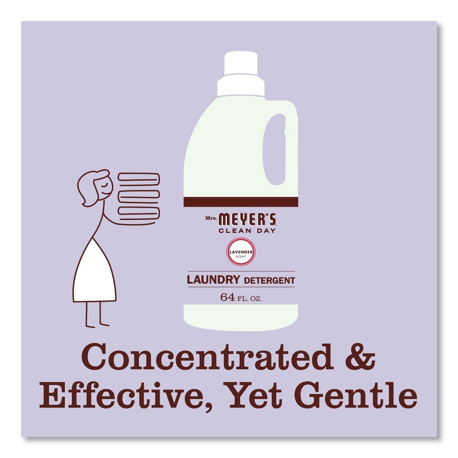Mrs. Meyer's Liquid Laundry Detergent, Lavender Scent, 64 oz Bottle, 6/Carton
