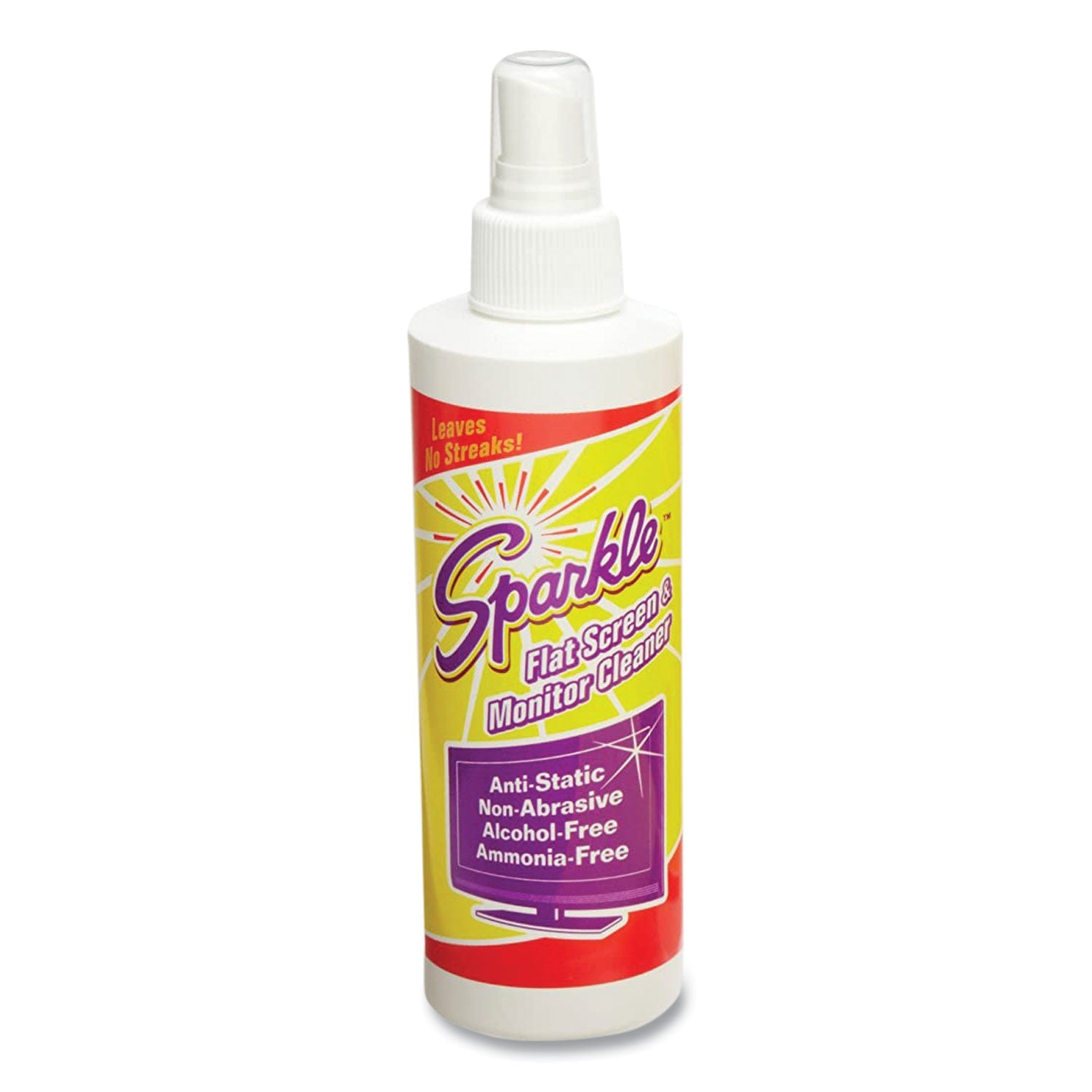 Sparkle Flat Screen and Monitor Cleaner, Pleasant Scent, 8 oz Bottle, 2/Pack, 6/Carton