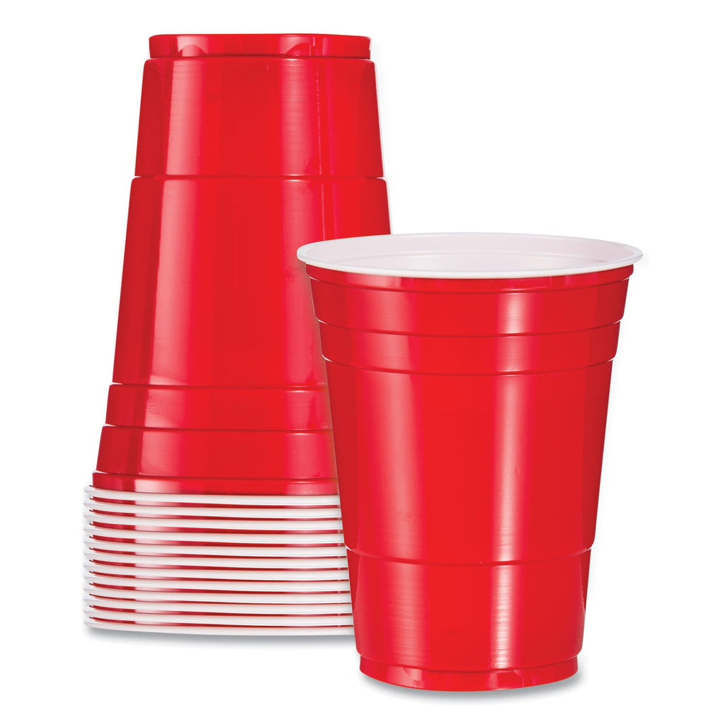 Dart Solo Plastic Party Cold Cups, 16 oz, Red, 50/Bag, 20 Bags/Carton