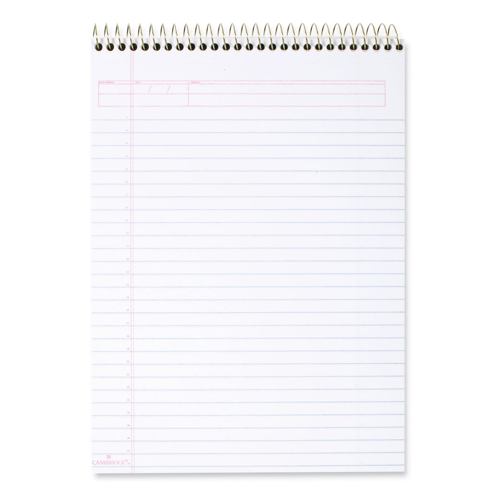 Cambridge Stiff-Back Wire Bound Pad, Wide/Legal Rule, Numbered (1-28 Front, 29-56 Back), Black/Blue Cover, 70 White 8.5 x 11.5 Sheets