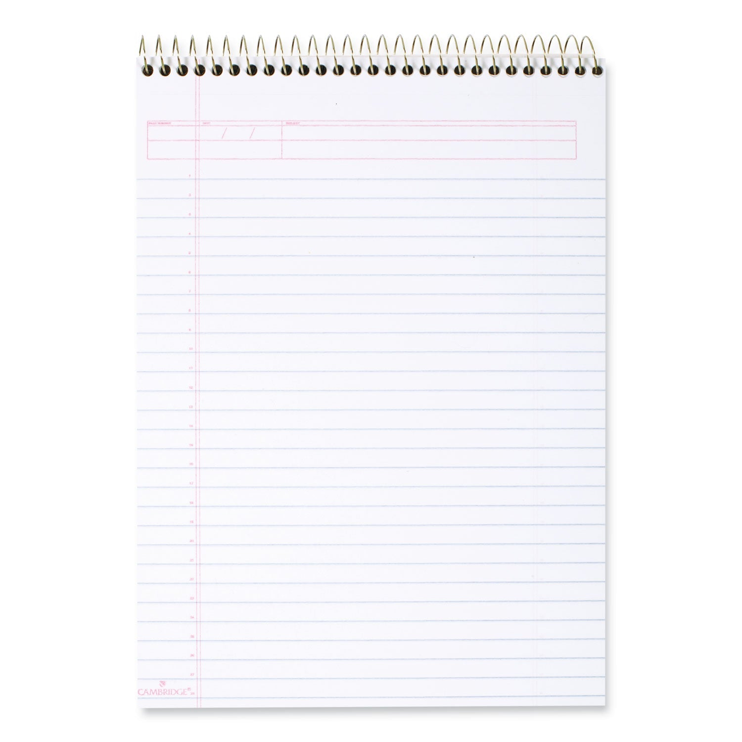 Cambridge Stiff-Back Wire Bound Pad, Wide/Legal Rule, Numbered (1-28 Front, 29-56 Back), Black/Blue Cover, 70 White 8.5 x 11.5 Sheets