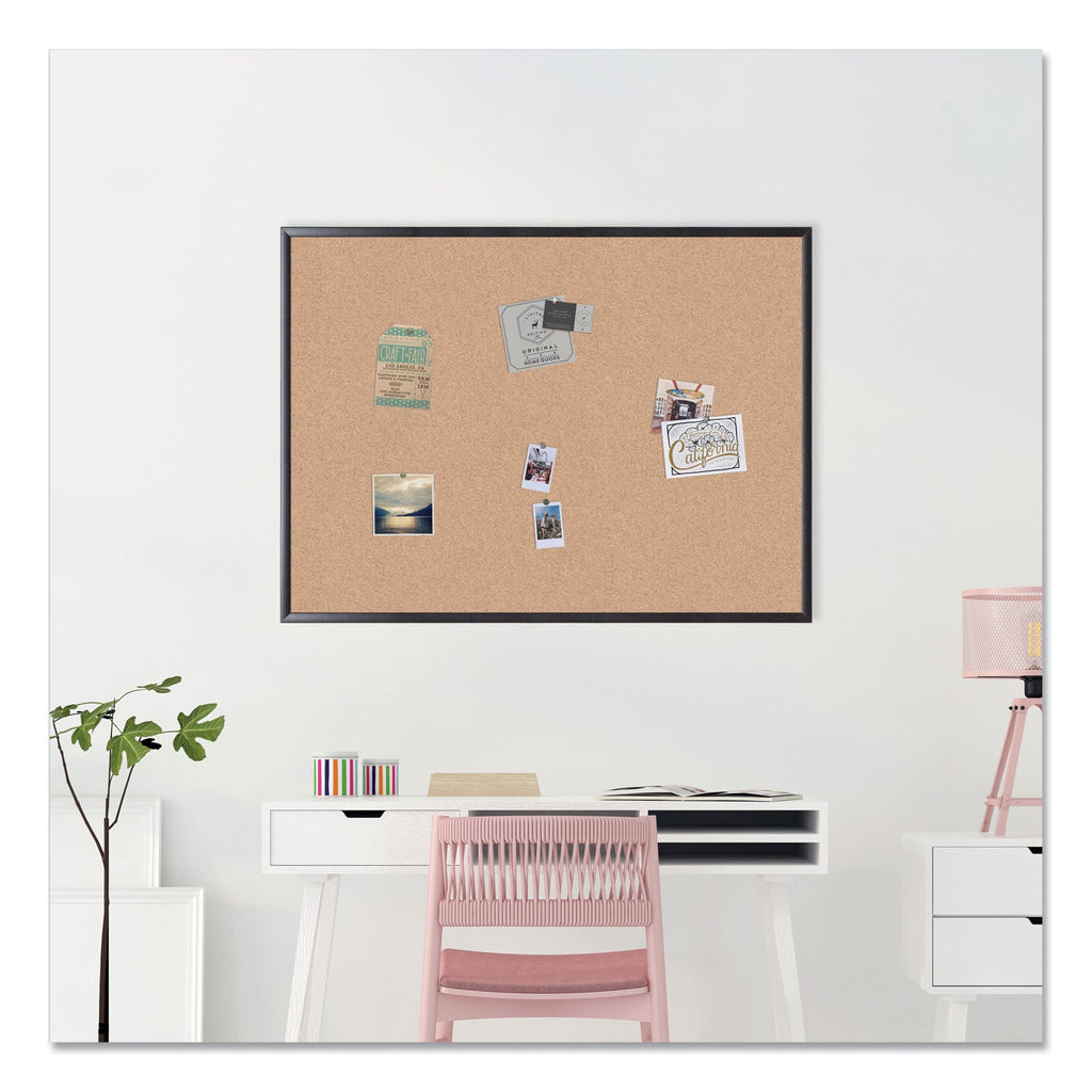 U Brands Cork Bulletin Board, 48 x 36, Natural Surface, Black Frame