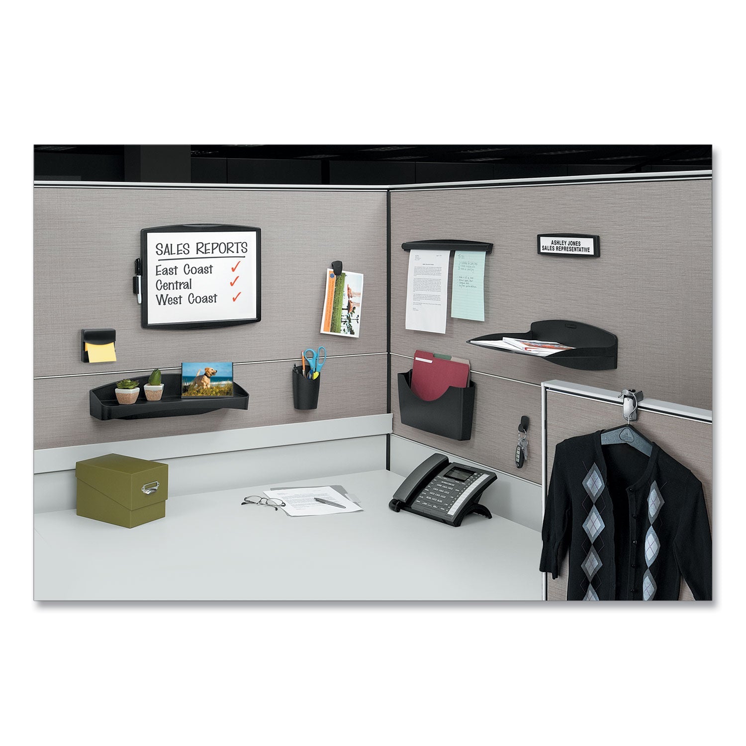 Fellowes Partition Additions Clips, 40 Sheet Capacity, Dark Graphite, 4/Pack