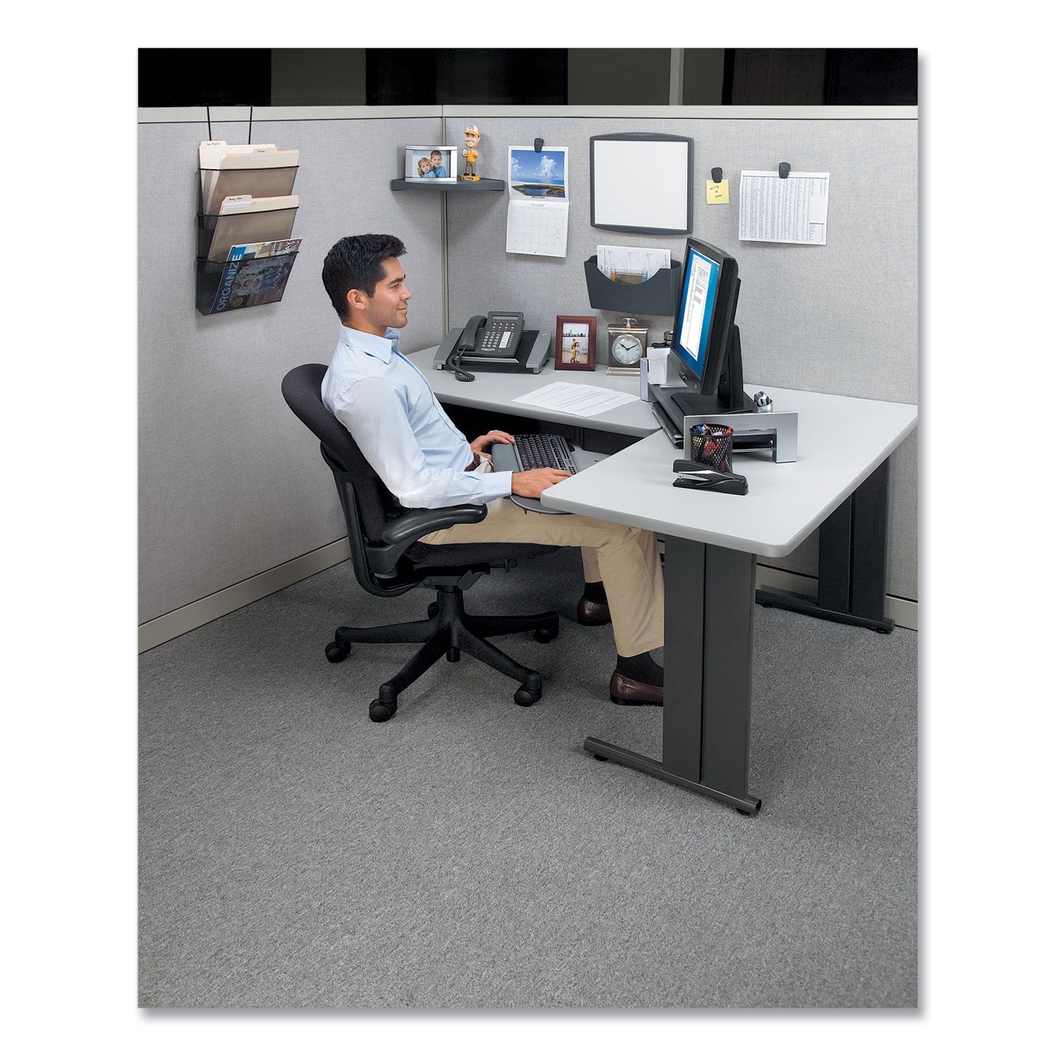 Fellowes Partition Additions Clips, 40 Sheet Capacity, Dark Graphite, 4/Pack