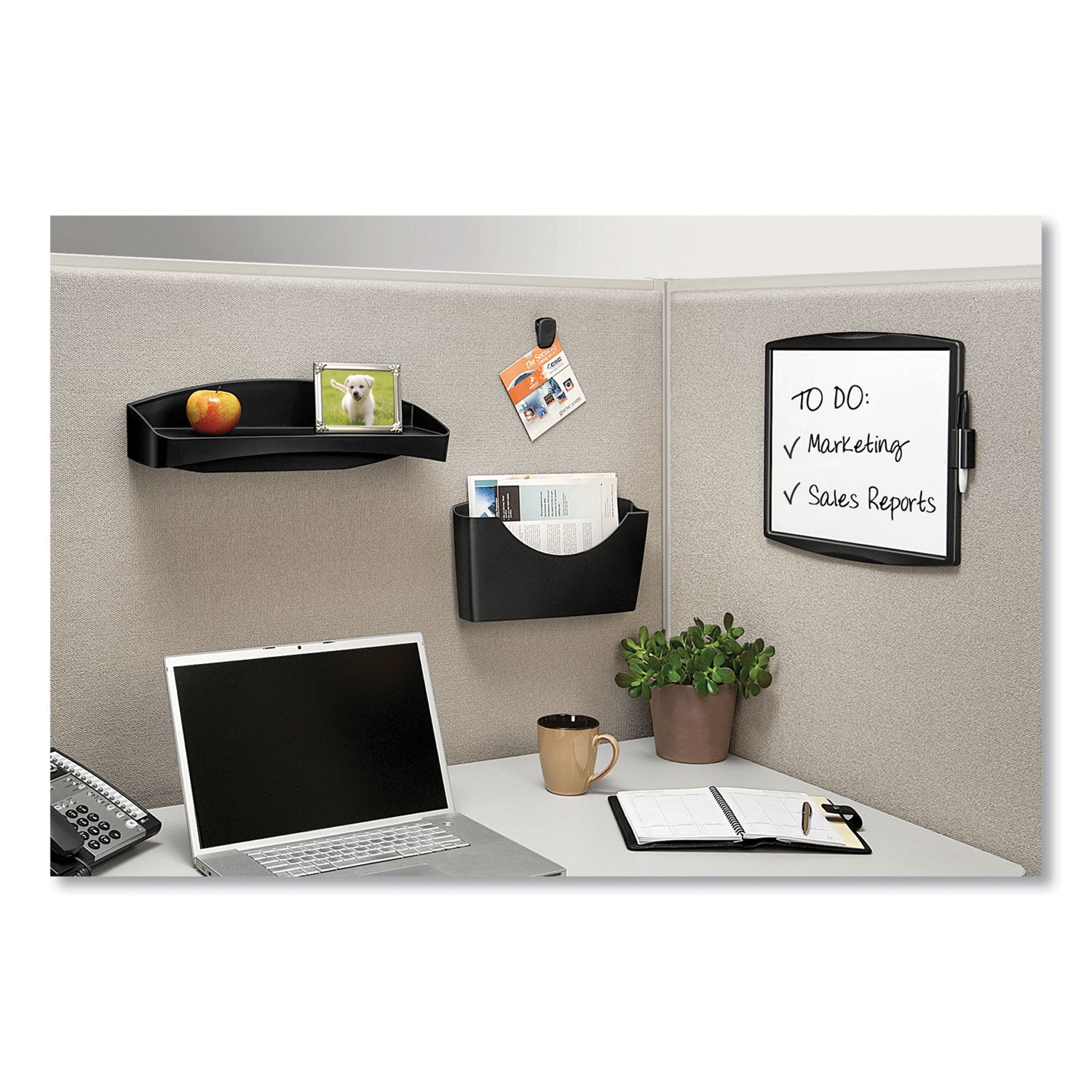 Fellowes Partition Additions Clips, 40 Sheet Capacity, Dark Graphite, 4/Pack