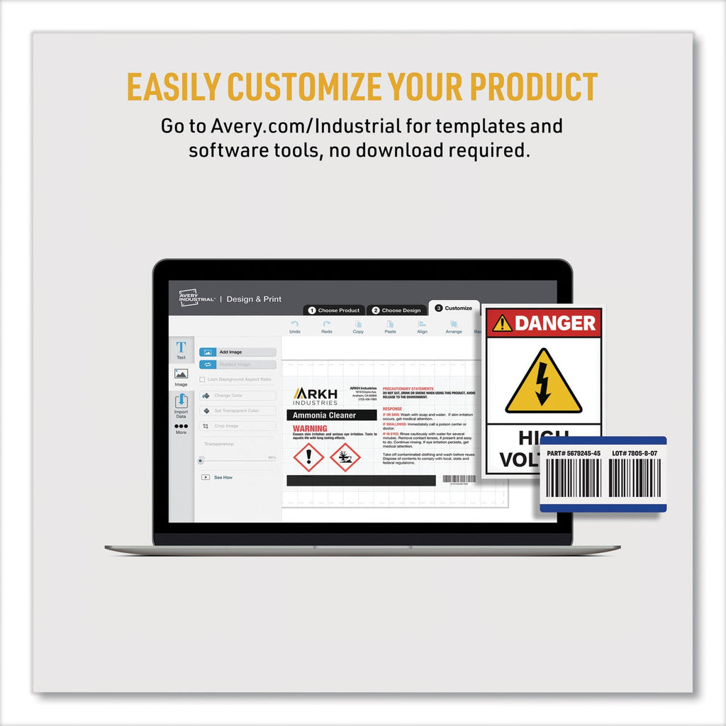 Avery PermaTrack Tamper-Evident Asset Tag Labels, Laser Printers, 2 x 3.75, White, 8/Sheet, 8 Sheets/Pack