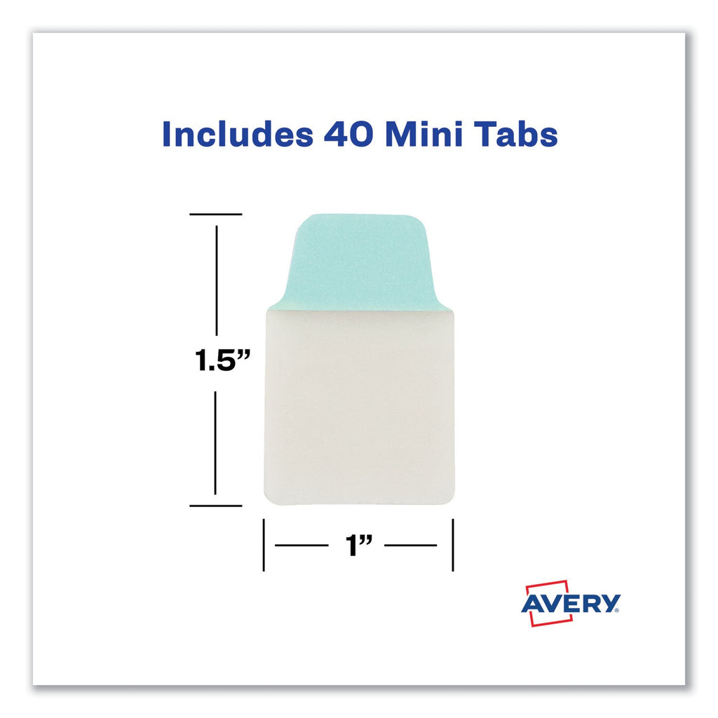 Avery Ultra Tabs Repositionable Tabs, Mini Tabs: 1" x 1.5", 1/5-Cut, Assorted Pastel Colors, 40/Pack