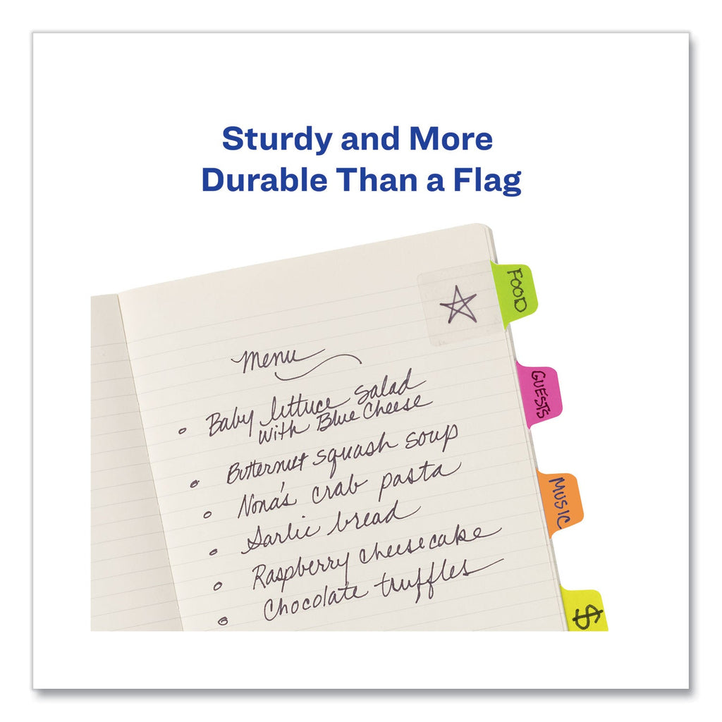 Avery Ultra Tabs Repositionable Tabs, Mini Tabs: 1" x 1.5", 1/5-Cut, Assorted Neon Colors, 80/Pack