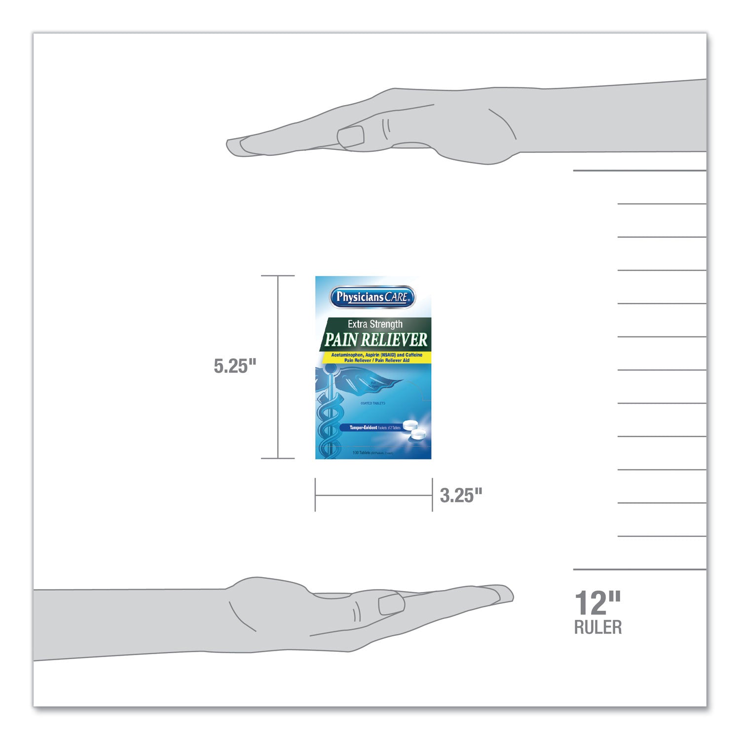 PhysiciansCare Extra-Strength Pain Reliever, Two-Pack, 50 Packs/Box