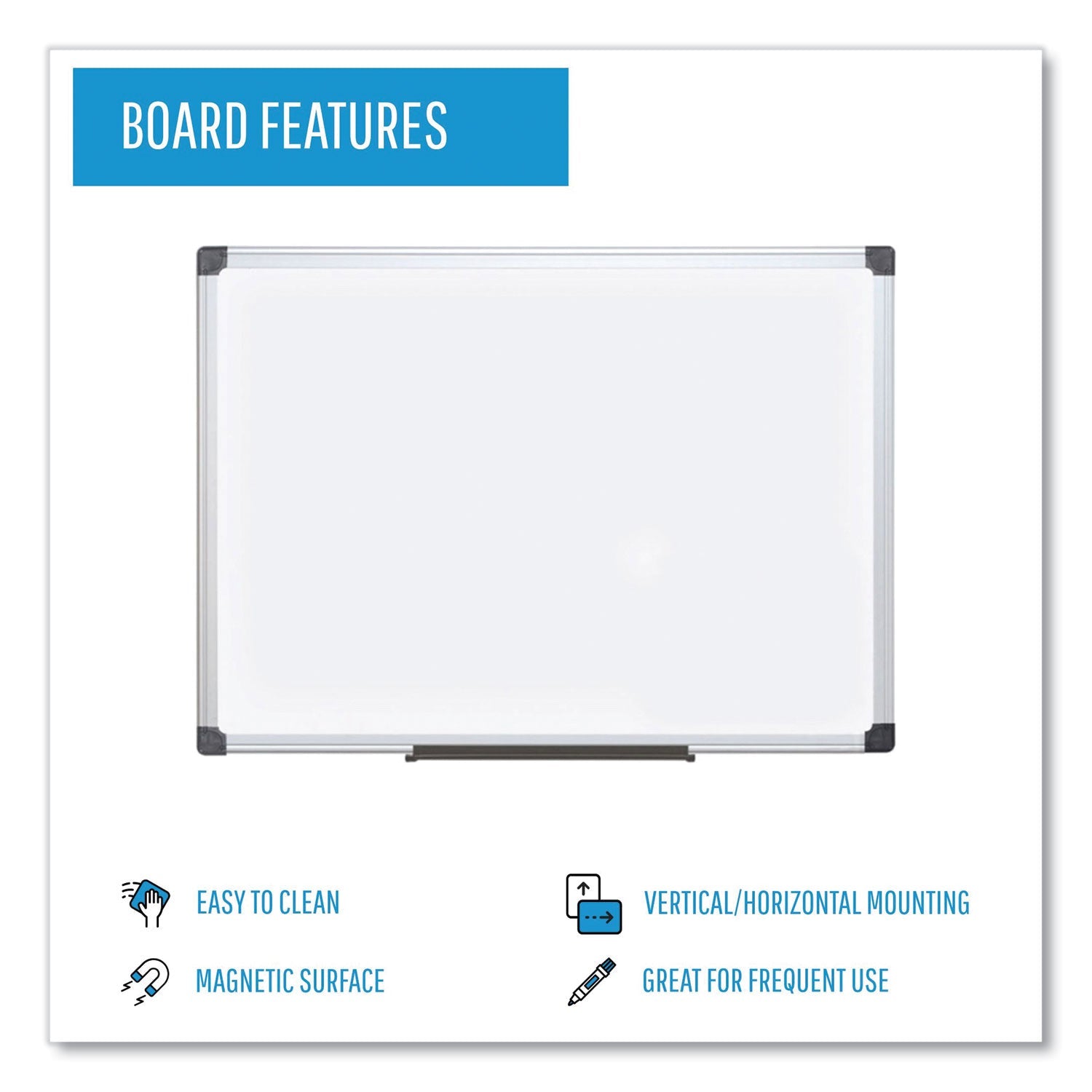 MasterVision Value Lacquered Steel Magnetic Dry Erase Board, 18 x 24, White, Aluminum