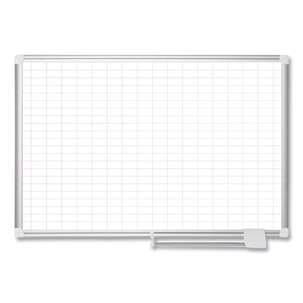 MasterVision Grid Planning Board, 1 x 2 Grid, 72 x 48, White/Silver