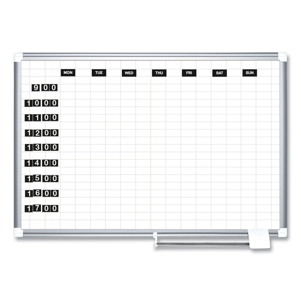 MasterVision Grid Planning Board, 1 x 2 Grid, 72 x 48, White/Silver