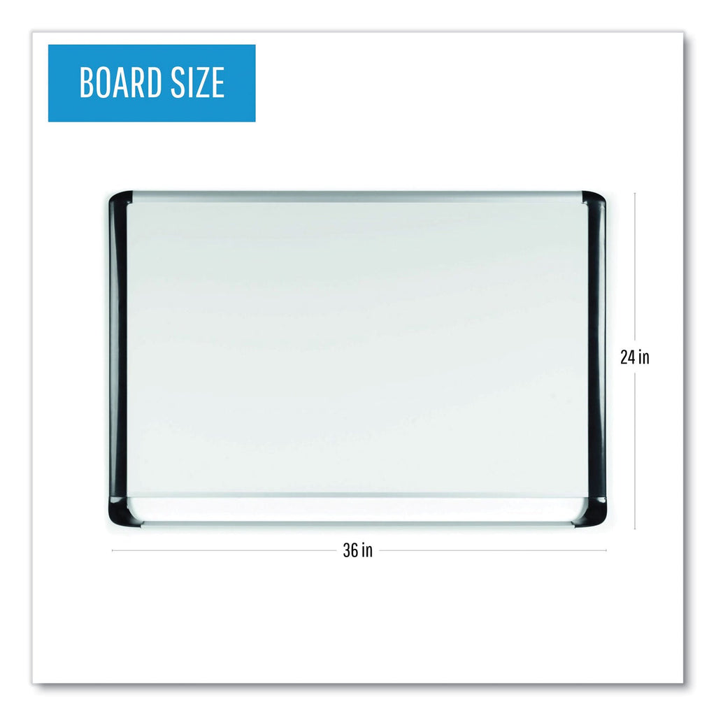 MasterVision Lacquered steel magnetic dry erase board, 24 x 36, Silver/Black