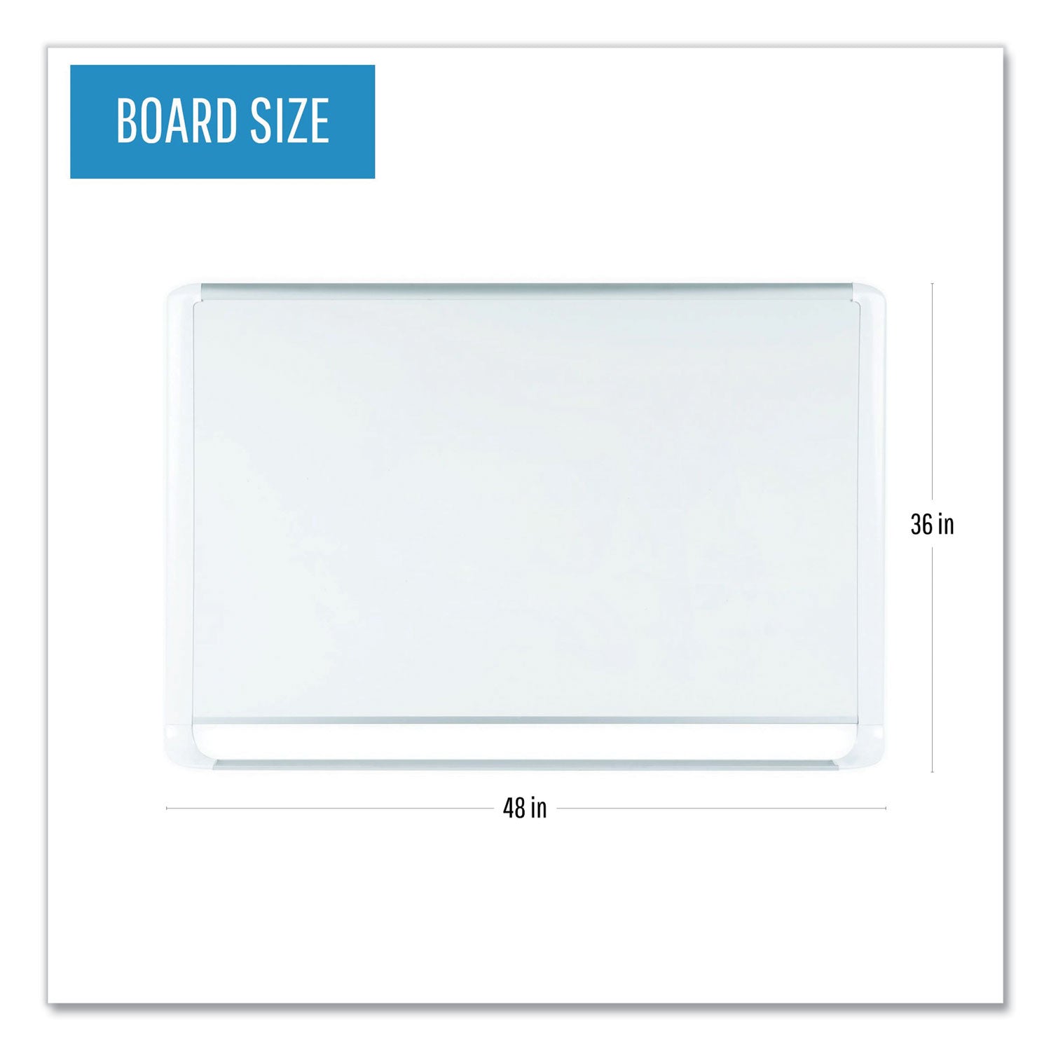 MasterVision Lacquered steel magnetic dry erase board, 36 x 48, Silver/White
