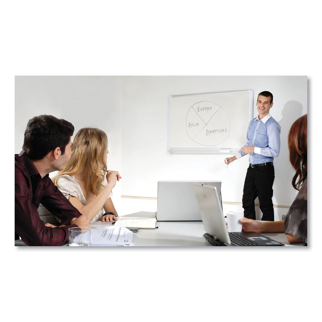 MasterVision Lacquered steel magnetic dry erase board, 36 x 48, Silver/White
