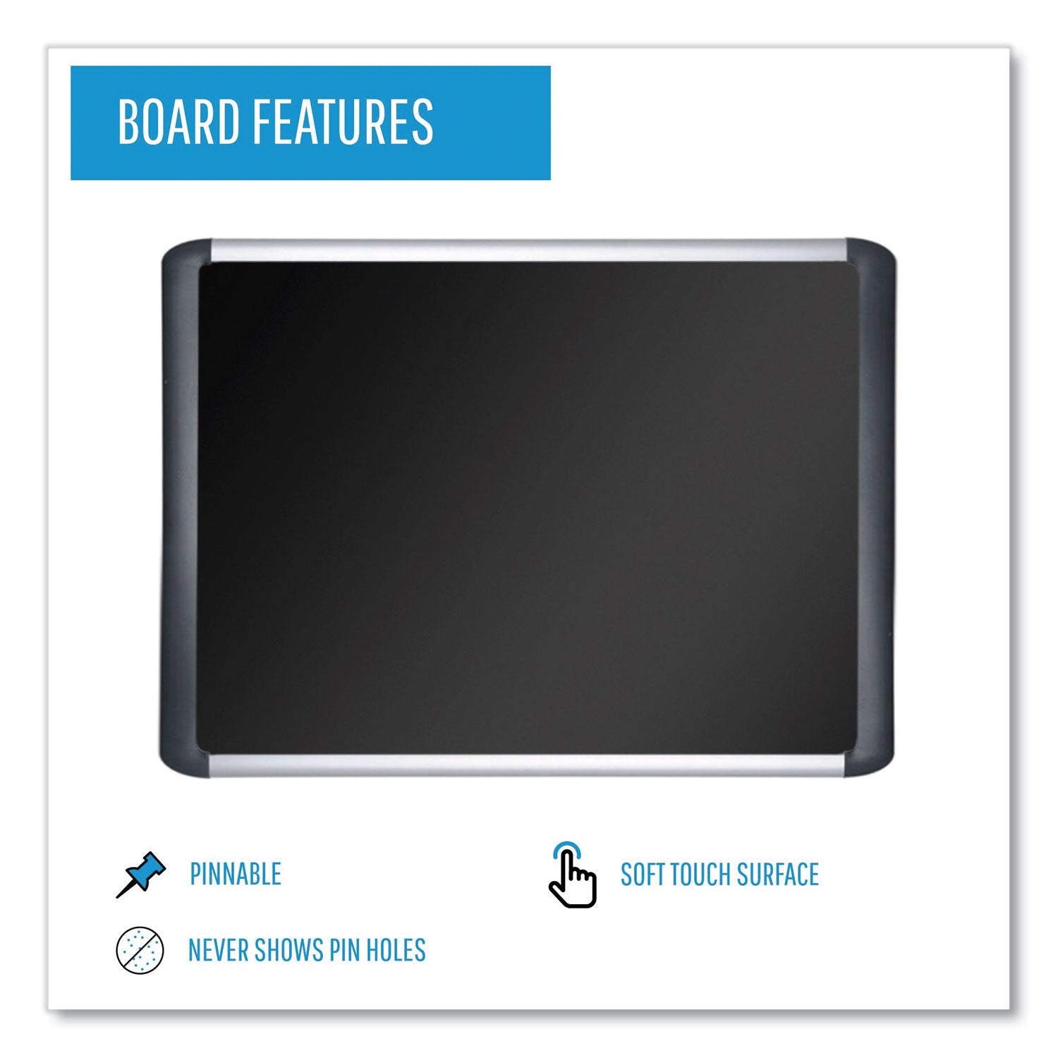 MasterVision Black fabric bulletin board, 96 x 48, Silver/Black