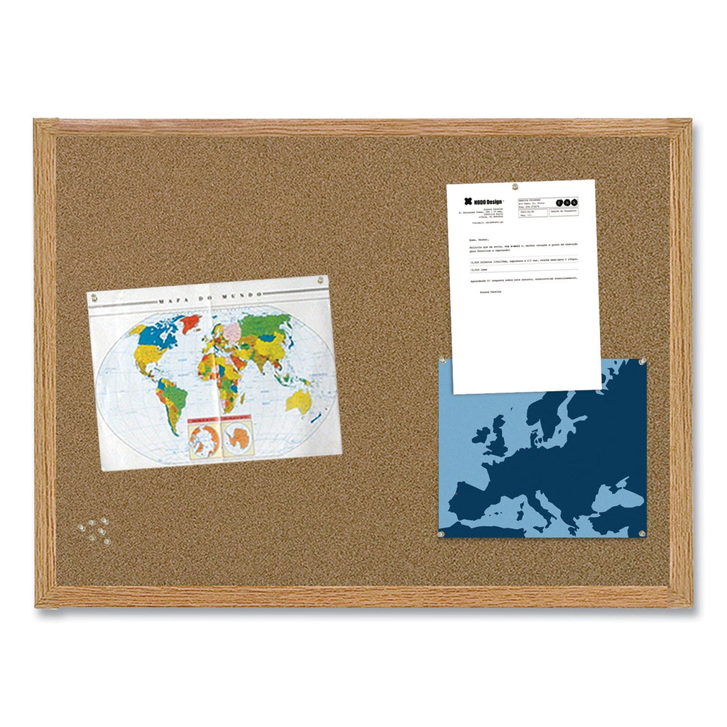 MasterVision Earth Cork Board, 24 x 36, Wood Frame