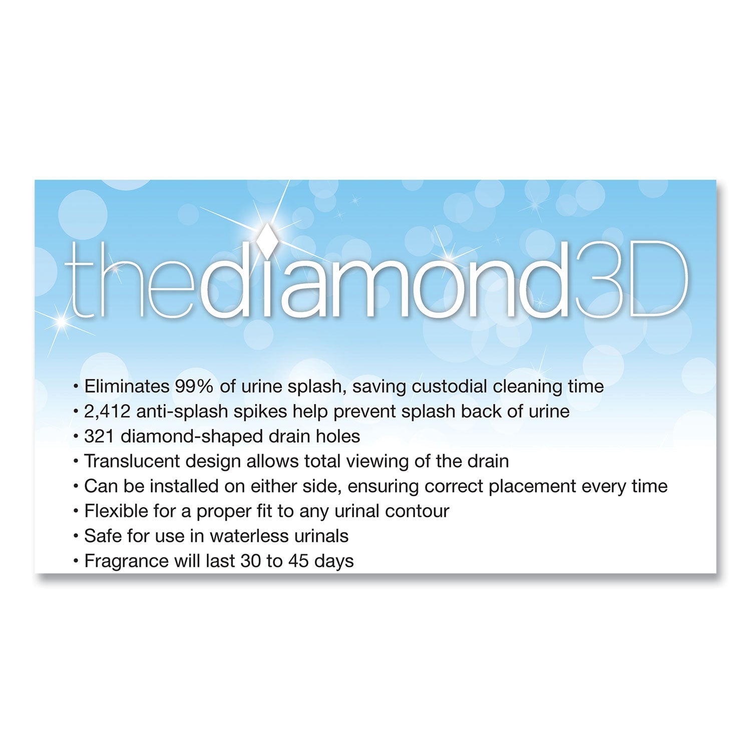 Big D Industries Diamond 3D Urinal Screen, Lavender Lace Scent, 0.13 oz, Lavender, 10/Box