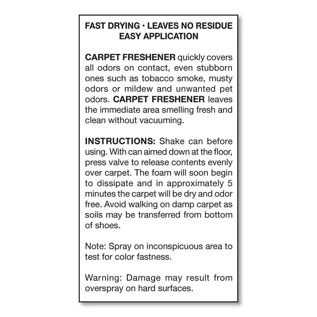 Big D Industries No-Vacuum Carpet Freshener, Fresh Scent, 14 oz Aerosol Spray, 12/Carton