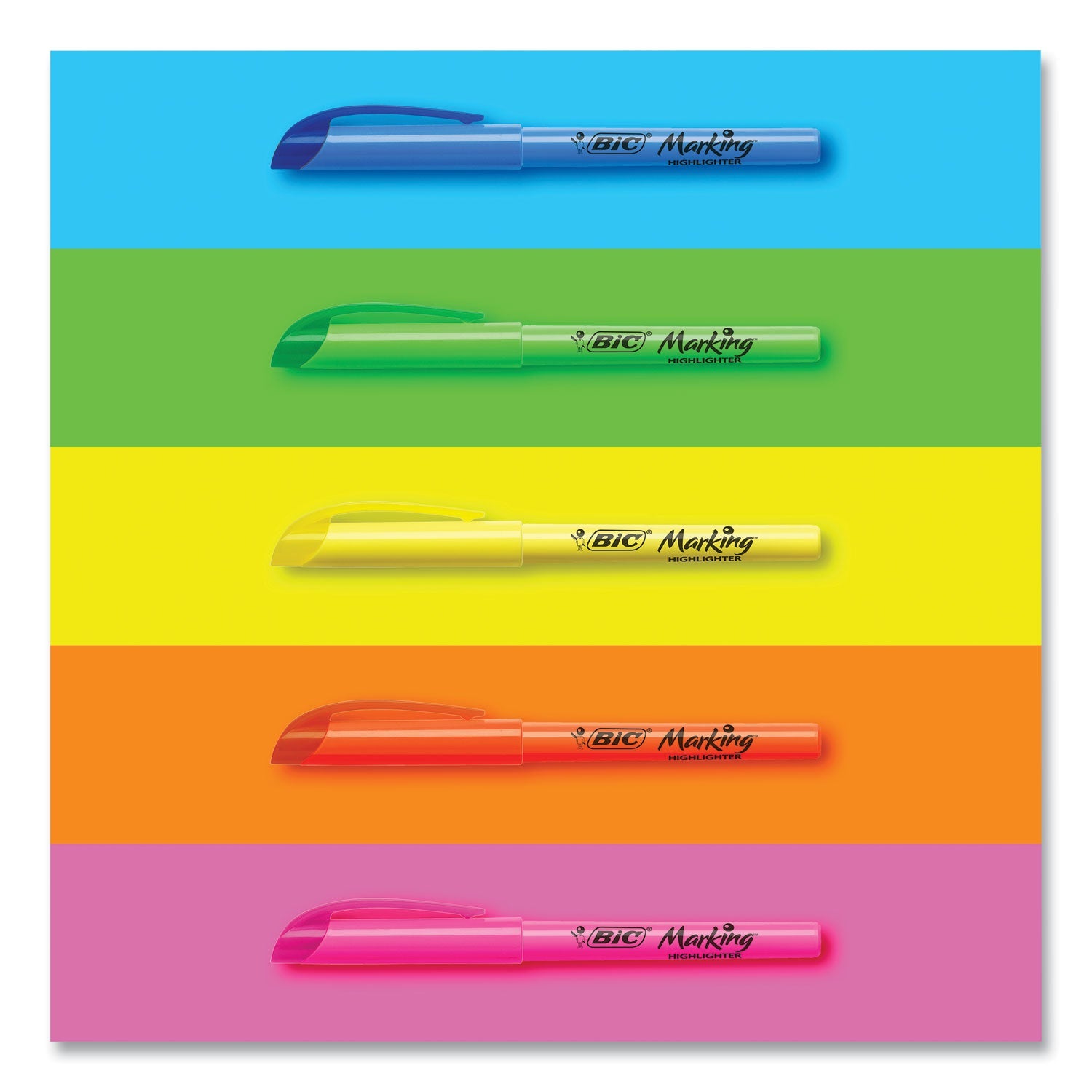 BIC Brite Liner Highlighter, Fluorescent Pink Ink, Chisel Tip, Pink/Black Barrel, Dozen
