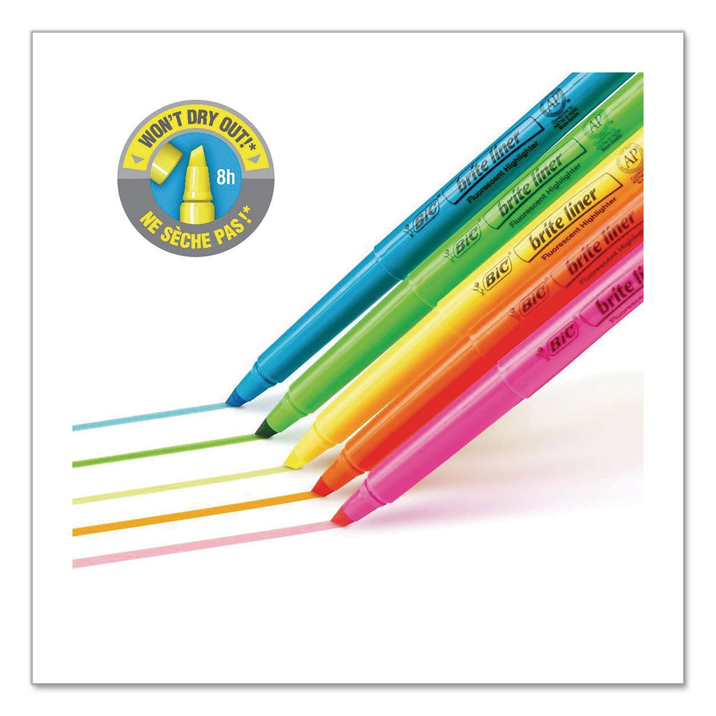 BIC Brite Liner Highlighter Xtra Value Pack, Yellow Ink, Chisel Tip, Yellow/Black Barrel, 200/Carton
